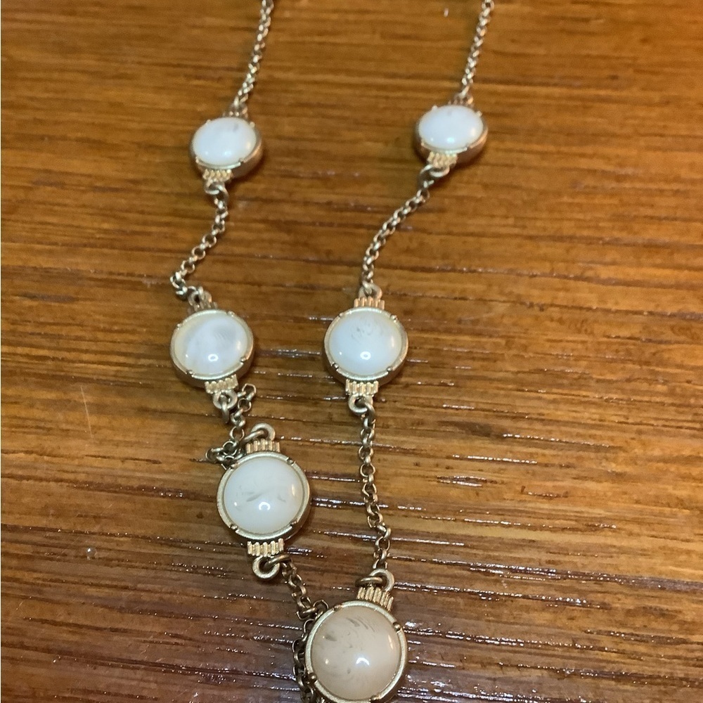 Lia Sophia 36in Gold Tone Milky White Cabochon Long Station Necklace - Picture 4 of 9
